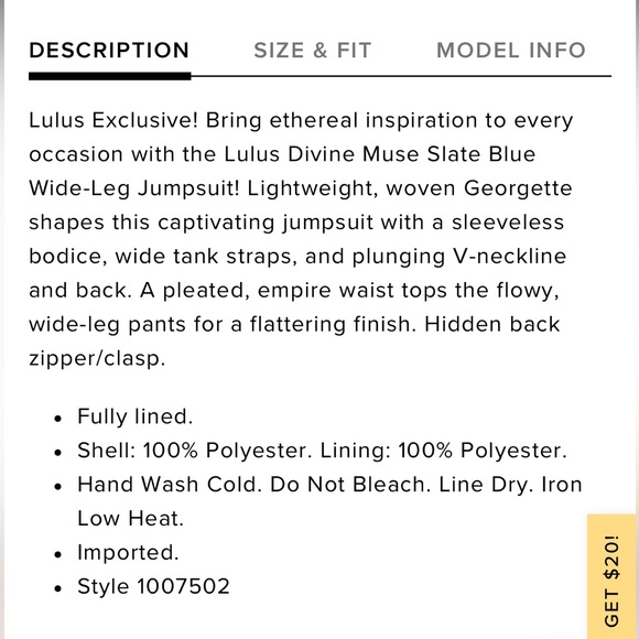 NWT Lulus Divine Muse Slate Blue Wide-Leg
Jumpsuit M - Picture 6 of 6